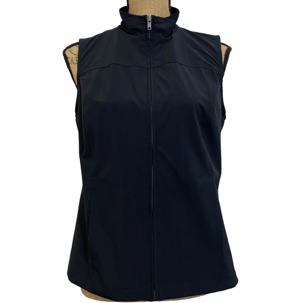 Chico's Lightweight Full Zip Classic Black Tank Vest w/ Pockets- size S